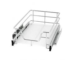 bremermann Teleskopschublade für 40 cm Schrank mit Einlegeboden Küchenschublade (Chrom)