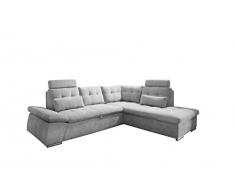 lifestyle4living Ecksofa in hellgrau mit Schlaffunktion | Eckcouch mit Kopfstützen und Armteilverstellung für zusätzlichen Komfort, ca. 260x219 cm