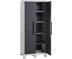 2-türiger Gartenschrank mit verstellbaren Standfüßen, wetterfestes Gartengerätehaus, Kunststoff, 78 x 46 x 182 cm