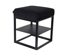 Damiware Otto Moderner Polsterhocker, Sitzhocker Hocker Sitzbank Fußbank Pouf mit Samt Stoffbezug | (Samt Schwarz, 43 x 43 cm)