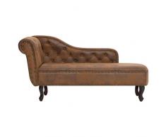 vidaXL Chaiselongue Recamiere Couch Sofa Sessel Chaise Relaxliege Loungesofa Schlafsofa Liege Liegesessel Schlafcouch Bettsofa Braun Wildleder-Optik