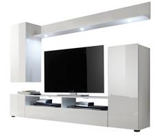 trendteam Wohnzimmer Anbauwand Wohnwand Dos, 208 x 165 x 33 cm in Weiß Hochglanz ohne Beleuchtung