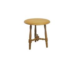 Antiker Beistelltisch Tisch runder Blumentisch aus Eiche massiv D: 50 cm (9148)