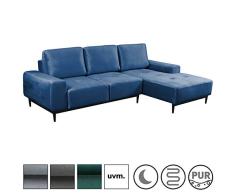 mokebo® Ecksofa Die Leichtfüßige, modernes Schlafsofa & Sofa mit Schlaffunktion & Bettkasten, Velouroptik in Dunkelblau -77