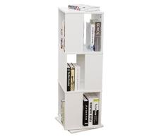 NTS Drehbares Regal Bücherregal Bücherschrank Standregal Büroregal Aktenregal Universal Regal Schrank Holz Weiß SH49M15037-WIE