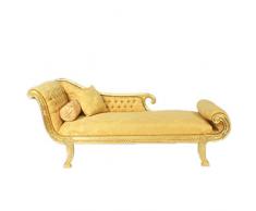 Casa Padrino Barock Chaiselongue Modell XXL Gold Muster/Gold Linke Seite - Antik Stil - Recamiere Wohnzimmer Möbel