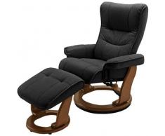 Robas Lund Sessel Relaxsessel mit Hocker Leder, TV Sessel Belastbarkeit bis 130 Kg, Schwarz