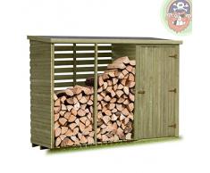Gartenpirat Brennholzregal mit Geräteschrank außen