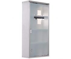 HOMCOM Edelstahl Medizinschrank Arzneischrank Erste Hilfe Schrank mit Schloss (4 Fächer)