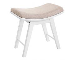 SONGMICS Schminkhocker Polsterhocker Sitzhocker Holzhocker Hocker für Schminktisch Beine aus Kautschukholz mit konkaver Sitzfläche Modernes Design,48 x 46 x 30 cm, Weiß RDS51W