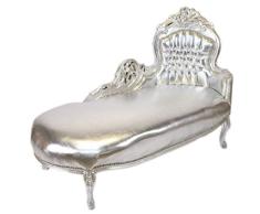 Casa Padrino Barock Chaiselongue Silber Lederoptik/Silber - Recamiere Liege Möbel