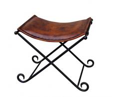 Kobolo Hocker RUSTIKAL im Vintagelook aus Metall und Leder