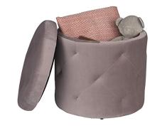 EUGAD Sitzhocker runde Hocker Sitzbank Samt Hocker, Ottomane Aufbewahrungsbox mit Stauraum, ca.27L Sitztruhe Deckel abnehmbar, 39,5x39,5x40cm, Rosa 0045DZ