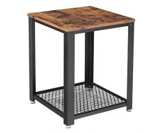VASAGLE Beistelltisch im Industrie-Design, Nachttisch, Sofatisch mit Gitterablage, stabil, mit Metallgestell, Wohnzimmer, Schlafzimmer, einfach zu montieren, Used Look, Holzoptik Vintage, LET41X