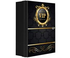 banjado XXL Medizinschrank abschliessbar | großer Arzneischrank 35x46x15cm | Medikamentenschrank aus Metall grau | Motiv VIP mit 2 Schlüsseln | Gestaltung auf Front