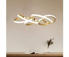 LED Pendelleuchte Einfache Schlafzimmer deckenlampe Gold Hängeleuchte 78W Dimmbar mit Fernbedienung Creative Metall und Acryl Pendellampe Wohnzimmer Küche Esstisch Kronleuchte Höhenverstellbar