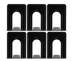 Yugge Buchstützen aus Metall, universell einsetzbar, rutschfest, strapazierfähig, für Regale, Bibliothek, Küche, Zuhause, Klassenzimmer, Schule, Büro, 17,2 x 11,9 cm, 3 Paar/6 Stück, Schwarz