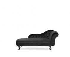Beliani Retro Chaiselongue Samtstoff rechtsseitig schwarz Nimes