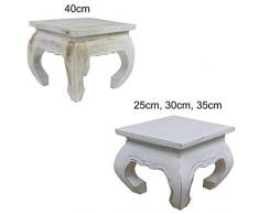 Opiumtisch Weiß - 40cm Beistelltisch Tischchen Hocker Blumenhocker Akazienholz asiatischer kleiner Tisch