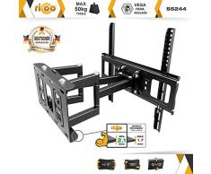 RICOO TV Wandhalterung, Schwenkbar, Neigbar, S5244 Universal für 32-65 Zoll (ca. 81-165cm) Wand-Halter Aufhängung Fernseh-Halterung Curved LCD und LED Fernseher | VESA 200x200 400x400 | Schwarz