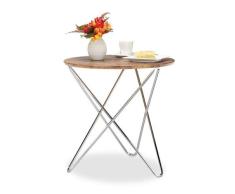 Relaxdays Beistelltisch rund, Couchtisch Holz Vintage Look, Metallgestell, Wohnzimmertisch klein, flach, HxBxT: 59x60x60 cm, natur