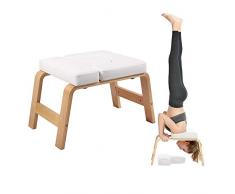 Yoga Kopfstandhocker,Hocker Head-Stand Für Yoga-Starter-Sets,Stuhl Decompression in Neck Mit Holz Und PU-Pads,Durch Schont Sie Kopf & Schultern,Weiß