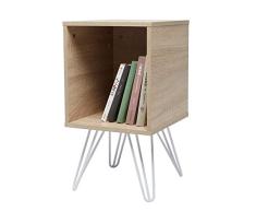 AJZXHE Beistelltisch Zeitgenössischer industrieller Beistelltisch, antiker Balsa, Metallstahlrahmen Kleiner Couchtisch aus Metall