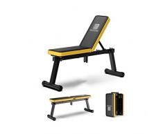 JDKC Klappbarer Sporthocker Multifunktionale Hantel Bank, Faltbare Fitnessgeräte, Ergonomisches Design, Nach Hause Sit-up Board (Color : Yellow)
