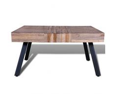 Tidyard Couchtisch Kaffeetisch Quadratisch Wohnzimmertisch Recyceltes Teakholz als Beistelltisch 80 x 80 x 40 cm Vintage-Stil Handgefertigt Holztisch