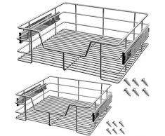 2x Deuba Teleskopschublade 60cm Küchenschublade Korbauszug Schrankauszug Werkstattschublade