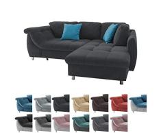 lifestyle4living Ecksofa mit Schlaffunktion | Eckcouch Eckgarnitur Polsterecke L Couch Sofa L Form | Wohnlandschaft inkl. Rückenkissen und Zierkissen | Stoff Schwarz
