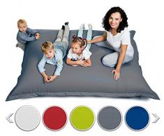 sunnypillow XXL Sitzsack, Sitzkissen aus Kunstleder Outdoor & Indoor 180 x 145 cm mit 380L Styropor Füllung Sessel für Kinder & Erwachsene Sofa Beanbag viele Farben und Größen zur Auswahl Grau