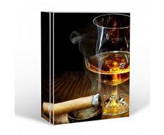 BANJADO Medizinschrank abschließbar / 35x46x15cm groß / Metall weiß mit Motiv Whiskey & Cigar