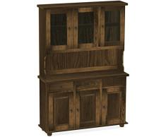 Brasilmöbel Highboard, Pinie Massivholz, geölt und gewachst Eiche antik, L/B/H: 129 x 39 x 187 cm