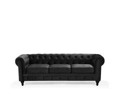 Beliani Klassisches Chesterfield Sofa Samtstoff Polstersofa schwarz Chesterfield