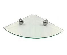 Regale4You Glasregal Ecke 35x35 cm KlarGlas mit Clip Halterung MIDI in silbermatt / 1 Eckregal