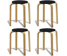 4X Hocker Stapelhocker Gymnastikhocker | Bad-Hocker rund | Holz-Hocker Rundhocker Sitzhocker Partyhocker Gästehocker Stapelbar Küchenhocker Barhocker aus Massivem Bugholz | Schwarz 42,5 x 45 cm