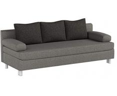 Schlafsofa Dover, Sofa mit Bettkasten und Schlaffunktion, Bettsofa, Farbauswahl, Schlafcouch mit Chromfüße, Couch vom Hersteller, Couchgarnitur (Schlafsofa ohne Polsterhocker, Lux 05 + Lux 06)