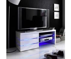 Robas Lund Lowboard Weiß Hochglanz mit LED Effektbeleuchtung blau