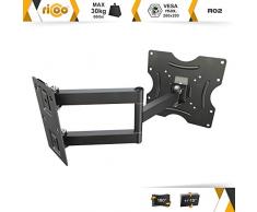 RICOO Universal TV Wandhalterung R02 für 13-32 Zoll (ca. 33-81cm) Fernseh Halterung Schwenkbar Neigbar Aufhängung auch für Curved LCD Fernseher Wand Halter | VESA 75x75 200x200 | Schwarz