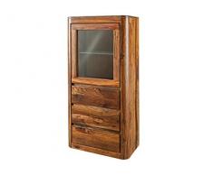 MASSIVMOEBEL24.DE Vitrine Sheesham 70x40x145 walnuss lackiert Toronto #208