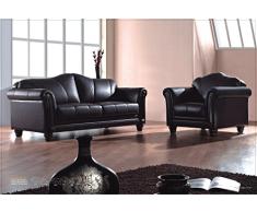 Voll-Leder-Sofa-Garnitur Kolonial-Stil Polstermöbel-Sessel Kolonialstil 278-3+1-S