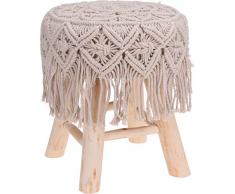 Fair-Shopping Hocker Holz-Hocker Beistell-Tisch Ø 30 cm Beige/Braun Stoff-Hocker Neu/OVP N320