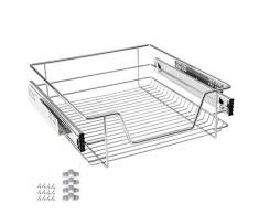 HENGMEI Teleskopschublade Schrankauszug Ausziehbare Ablage Küchenschublade Küchen Regal Korbauszug Schlafzimmerschublade (50cm)