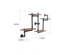 Koocasd bücherregale Bar Wand Dekorationen Vintage Eisen Restaurant mehrstöckige Regale Studie Wohnzimmer Industrial Style Nostalgie Dekoration Dekoration Rack wandregal (größe : 65 * 20 * 115cm)