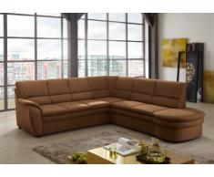 Cavadore Ecksofa Gingle mit Ottomane rechts / Sofagarnitur mit Federkern und hochwertigem Mikrofaser-Bezug in Wildlederoptik / Klassisches Design / 260 x 89 x 240 / Braun