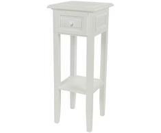 Telefontisch im Landhaus Stil weiß - Beistelltisch mit Schublade - Holz Blumentisch Nachttisch
