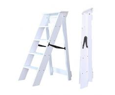 T-Stepladder Leiterhocker Haushaltsleiterhocker Multifunktionsklappbar Massivholz Vierstufiger Stauraumhocker Verdickungsleiter 34X60X88Cm, White