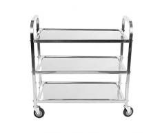 uyoyous 3 Böden Edelstahl Servierwagen, Küchenwagen, Allzweckwagen Rollwagen mit Rollen Bremse, für Hotel Restaurant Küche Zimmer Office - Silber, Größe ca. 95x50x95cm(L/B/H)