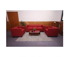 Mendler 3-1-1 Sofagarnitur Couchgarnitur Loungesofa Lille Leder ~ rot